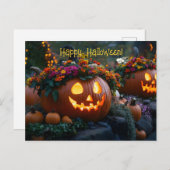 Kürbisse, geschnitzt mit Blume Postkarte (Vorne/Hinten)