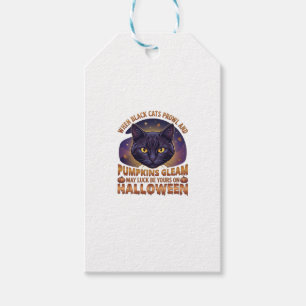 Kürbisse Glänzen Halloween Schwarze Katze Fallende Geschenkanhänger