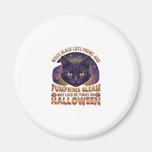 Kürbisse Glänzen Halloween Schwarze Katze Fallende Magnet