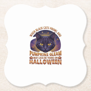 Kürbisse Glänzen Halloween Schwarze Katze Fallende Untersetzer