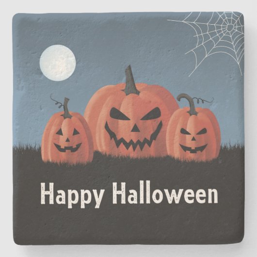 Kürbisse Halloween Steinuntersetzer (Vorderseite)