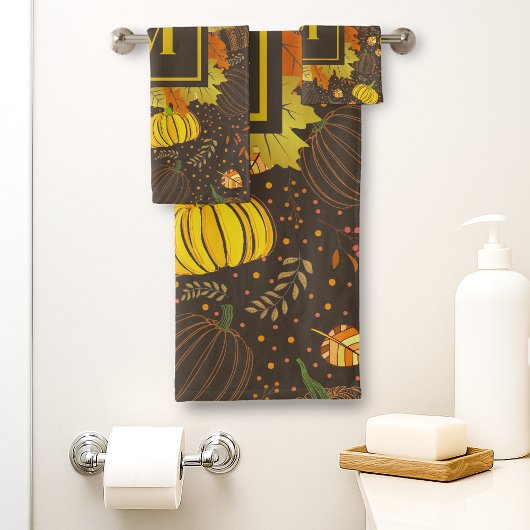 Kürbisse Herbst Ernte Muster Badhandtuch Set