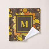 Kürbisse Herbst Ernte Muster Badhandtuch Set (Waschlappen)