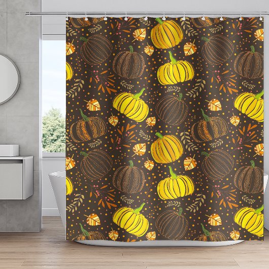 Kürbisse Herbst Ernte Muster Duschvorhang