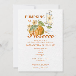 Kürbisse & Prosecco Elegante Herbst-Hochzeitsdusch Einladung