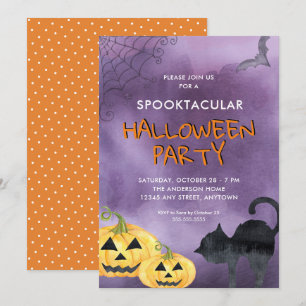 Kürbisse Schwarze Halloween Spooktacular Party Einladung