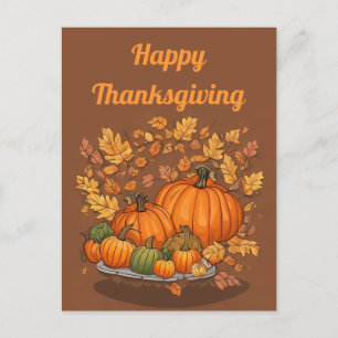Kürbisse und Blätter Thanksgiving Day  Postkarte