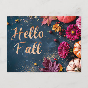Kürbisse und Blumen Herbstgruß Postkarte