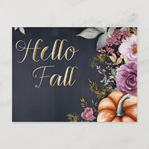 Kürbisse und Blumen Herbstgruß Postkarte