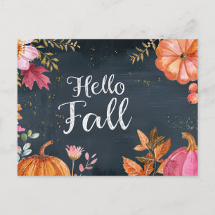Kürbisse und Blumen Herbstgruß Postkarte