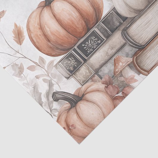 Kürbisse und Bücher in gemalten Farben Seidenpapier (Ausschnitt)