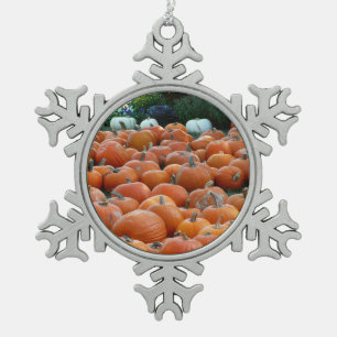 Kürbisse und Chrysanthemen Herbst-Ernte-Fotografie Schneeflocken Zinn-Ornament
