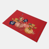 Kürbisse und Herbstblumen Fußmatte (Schrägansicht)