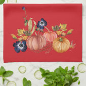 Kürbisse und Herbstblumen Fußmatte Geschirrtuch (Gefaltet)