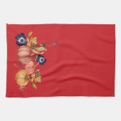 Kürbisse und Herbstblumen Fußmatte Geschirrtuch (Horizontal)