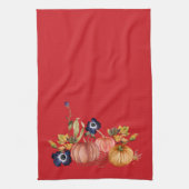 Kürbisse und Herbstblumen Fußmatte Geschirrtuch (Vertikal)