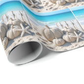Kürbisse und Seesterne am Strand Geschenkpapier (Rolleneckpunkt)