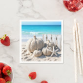 Kürbisse und Seesterne am Strand Serviette (Beispiel)