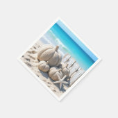 Kürbisse und Seesterne am Strand Serviette (Ecke)