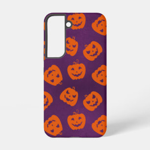 Kürbisse zu Halloween auf lila Hintergrund Muster Samsung Galaxy Hülle