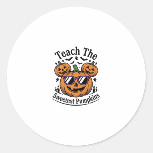 Kürbisshirt für Lehrer Süß Halloween-Klasse Design Runder Aufkleber