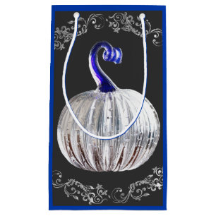 Kürbissilber Glas blau Fall elegant grau Kleine Geschenktüte