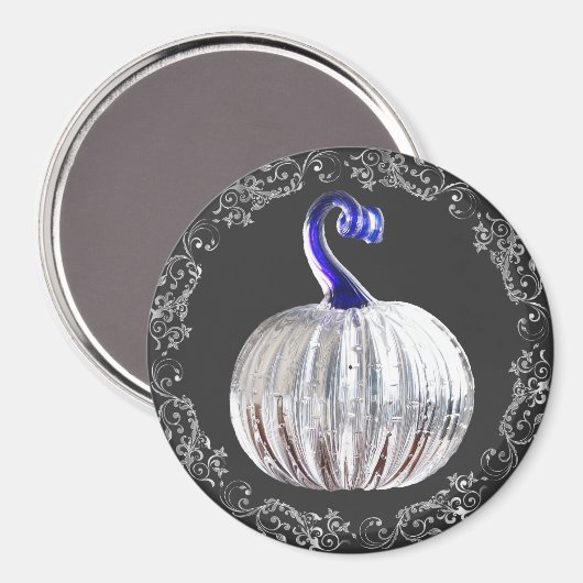 Kürbissilber Glas sieht blau grau fallen elegant Magnet (Vorderseite/Rückseite)