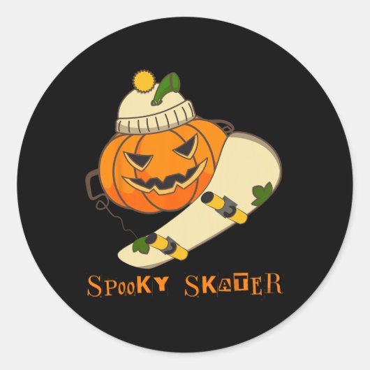 Kürbisskateboard Halloween-Kostüm Spaß Skateboard Runder Aufkleber (Vorderseite)