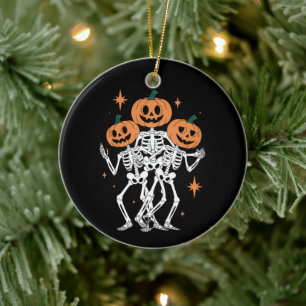 Kürbisskelett Halloween-Kürbis Gruselzeit  Keramik Ornament