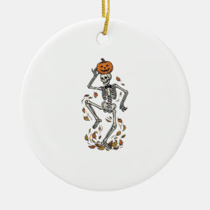 Kürbisskelett-Shirt Vintage tanzende Knochen Kunst Keramik Ornament