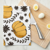 Kürbisskizzen: von Hand gezeichnet nahtloses Muste Geschirrtuch (Viertel Falte)