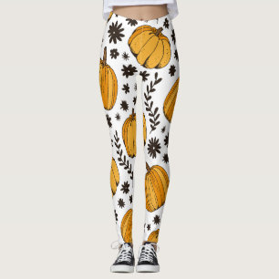 Kürbisskizzen: von Hand gezeichnet nahtloses Muste Leggings