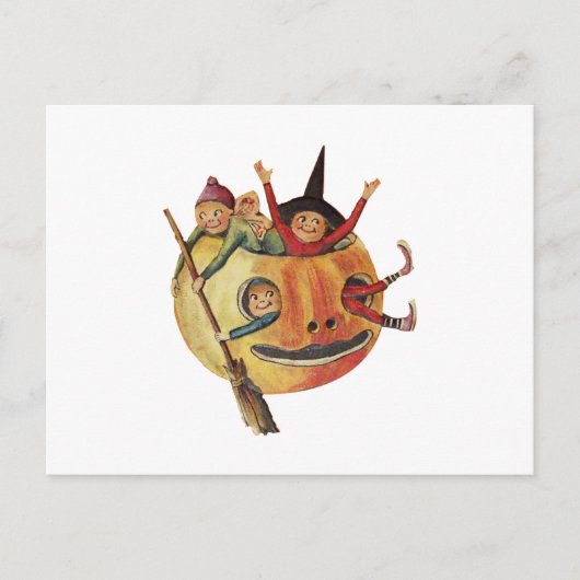 Kürbisspiel (Vintage Halloweenkarte) Postkarte (Vorderseite)
