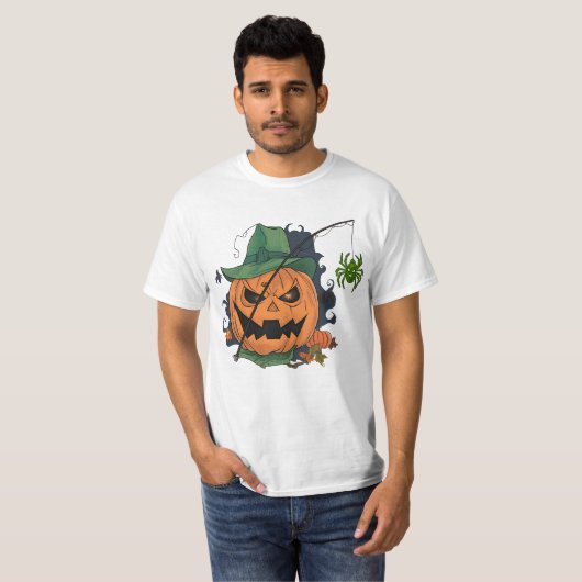 Kürbisspinne zu Halloween T-Shirt (Vorne ganz)