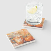 Kürbisspukleben Steinuntersetzer (Seitenansicht)