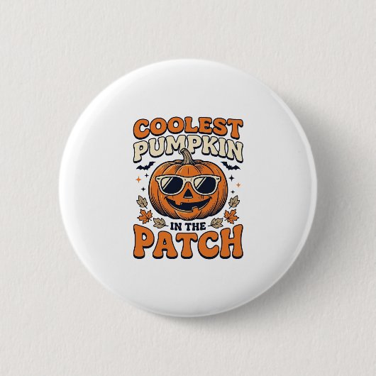 Kürbisste Patch Vintage Halloween-Shirt Button (Vorderseite)