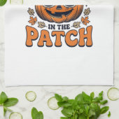 Kürbisste Patch Vintage Halloween-Shirt Geschirrtuch (Gefaltet)