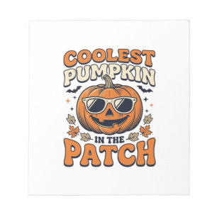 Kürbisste Patch Vintage Halloween-Shirt Notizblock