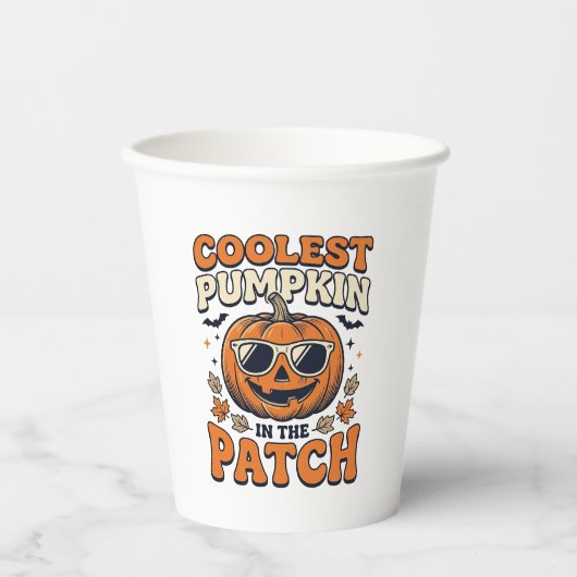 Kürbisste Patch Vintage Halloween-Shirt Pappbecher (Vorderseite)