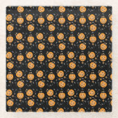 Kürbistrick oder Kürbiskugel-Muster Glasuntersetzer (Vorderseite)