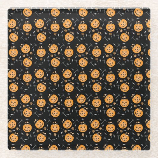 Kürbistrick oder Kürbiskugel-Muster Glasuntersetzer (Vorderseite)