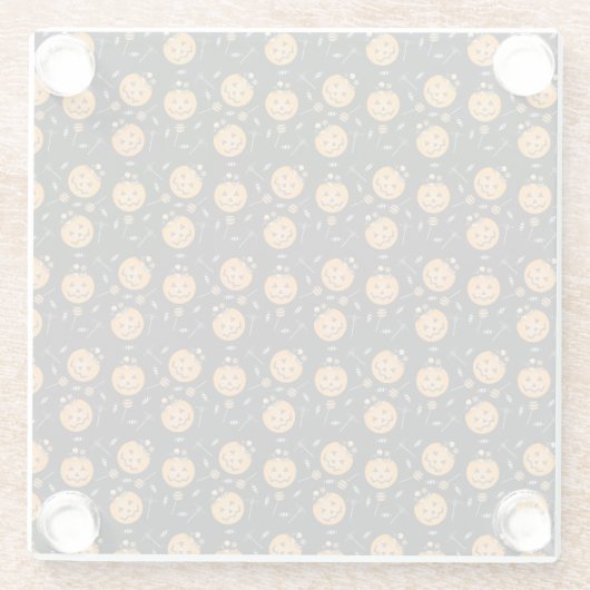 Kürbistrick oder Kürbiskugel-Muster Glasuntersetzer (Rückseite)