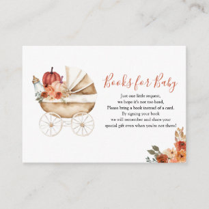 Kürbiswagen Blumen Baby Shower Bücher für Baby Begleitkarte
