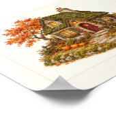 Kürbisweg Herbst Cottage Kunst Poster (Ecke)