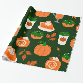 Kürbiswürfelkaffee dunkelgrün geschenkpapier