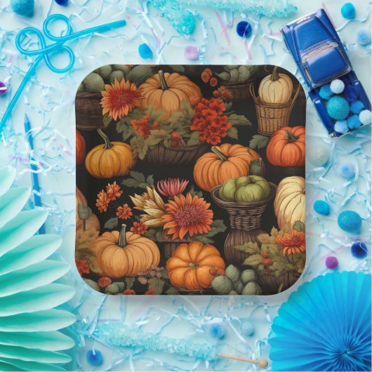 Kürbiszeit, Herbstfarben, Pappteller (Party)