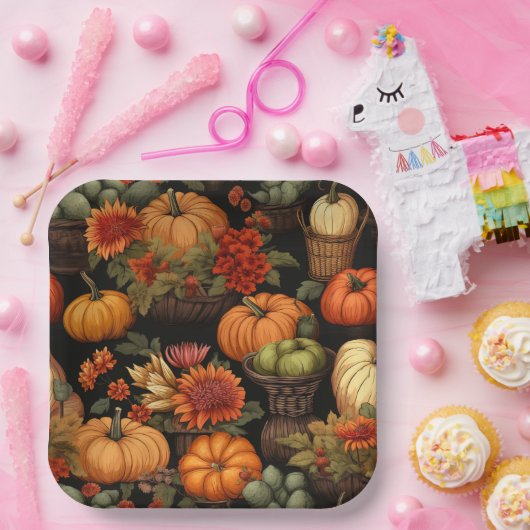 Kürbiszeit, Herbstfarben, Pappteller (Party)