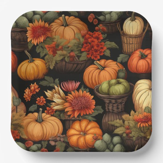 Kürbiszeit, Herbstfarben, Pappteller (Vorderseite)