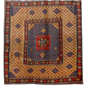 Kurdisch Safreh Dunkler Tan Gelber Blau Duschvorhang (Vorderseite)