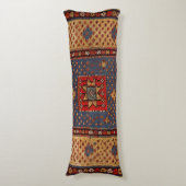 Kurdisch Safreh Dunkler Tan Gelber Blau Seitenschläferkissen (Vorderseite Vertikal)